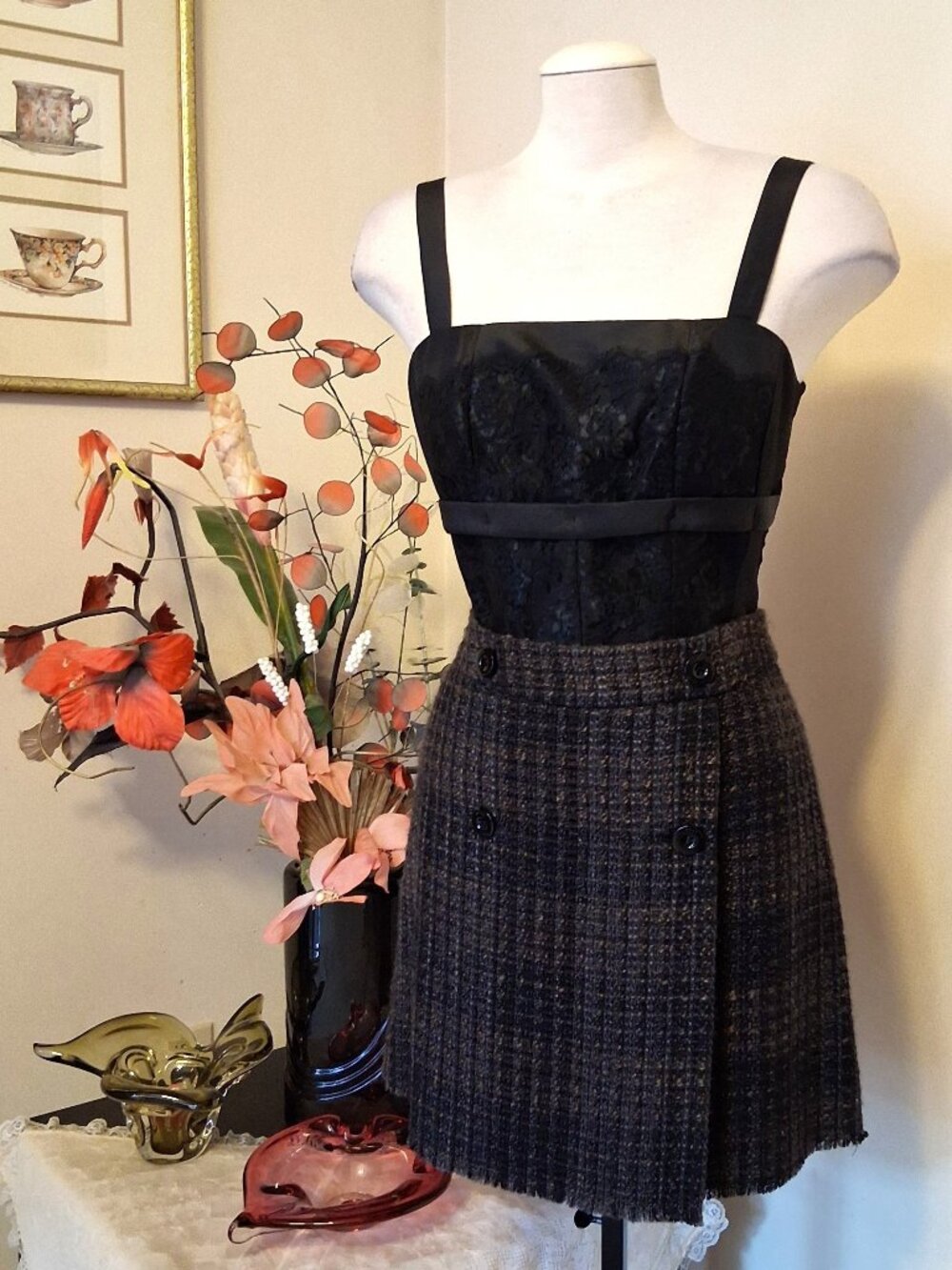 NWOT MEXX Quiet Luxury High-End Construction Design Black Brown Lined Skirts 38